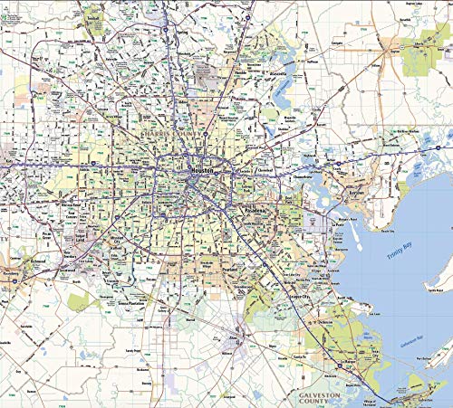 Houston Metro Area Laminated Wall map (54" x 64")