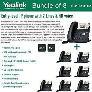 Yealink SIP-T21P E2 Bundle of 8 Entry-level IP phone 2 Lines HD voice PoE LCD