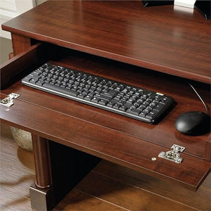 Pemberly Row Cherry Wood Computer Desk with Hutch