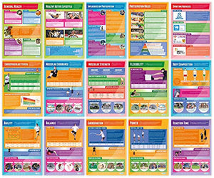 Physical Education Posters - Set of 40 | PE Posters | Gloss Paper measuring 33” x 23.5” | Physical Education Charts for the Classroom | Education Charts by Daydream Education