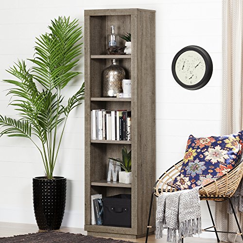South Shore 10481 Narrow 5-Shelf Storage Bookcase, Weatered Oak