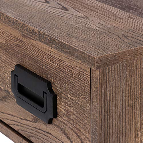 Monarch Specialties Laptop Table with Drawers-Industrial Style-Metal Legs Computer Desk Home & Office, 48" L, Brown Reclaimed Wood Look