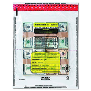 MMF Industries 4 Bundle Capacity Tamper-Evident Cash Bags, 15 x 20, Clear, Box of 250 Bags, (2362005N20)