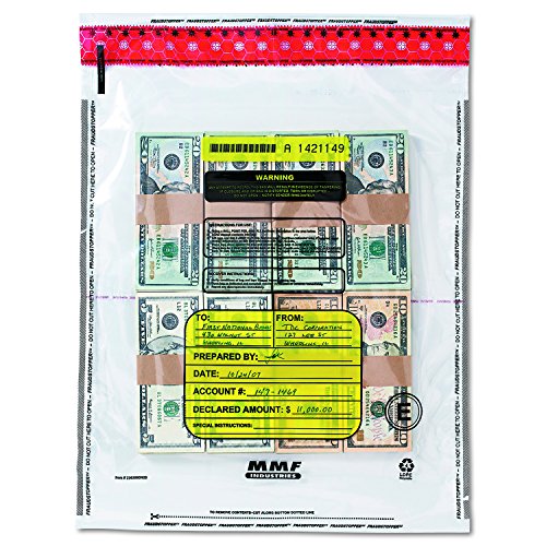 MMF Industries 4 Bundle Capacity Tamper-Evident Cash Bags, 15 x 20, Clear, Box of 250 Bags, (2362005N20)