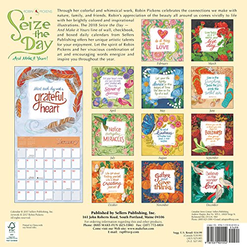 Seize The Day And Make It Yours - Robin Pickens 2018 Wall Calendar (CA0155)