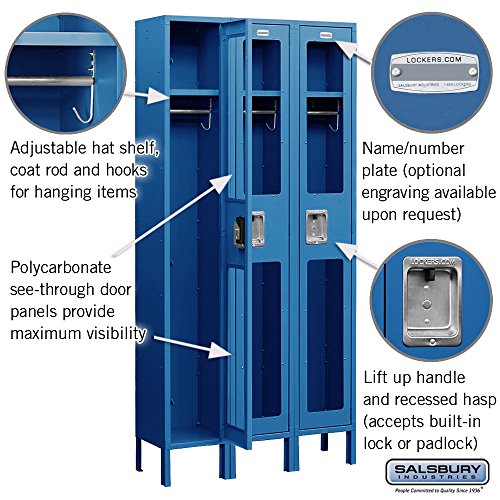 Salsbury Industries Single Tier Metal Locker, Blue - 36"W x 6'H x 18"D
