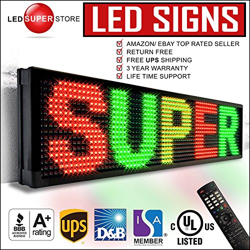 LED SUPER STORE: 3Color/RGY/P15mm/IR - 12"x31" Remote Control, Outdoor Programmable Message Scrolling EMC Signs Display, Reader Board