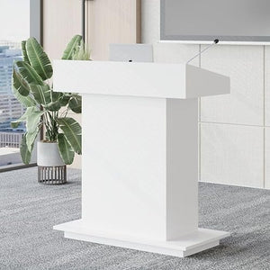 SePkus Wooden Lecture Podium with Drawer and Storage Area (White 50x100x114CM)