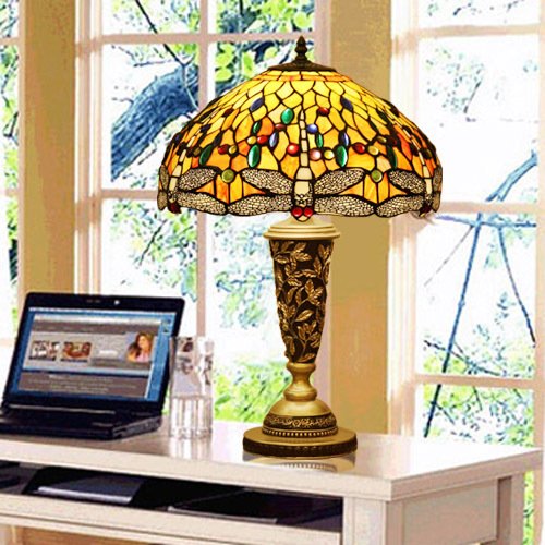 Tiffany Europaische retro style hand-painted stained glass table lamp