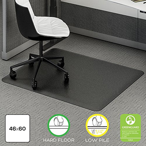 Deflecto Ergonomic Sit and Stand Chair Mat, 46" x 60", Black - Low Pile Carpet & Hard Floors