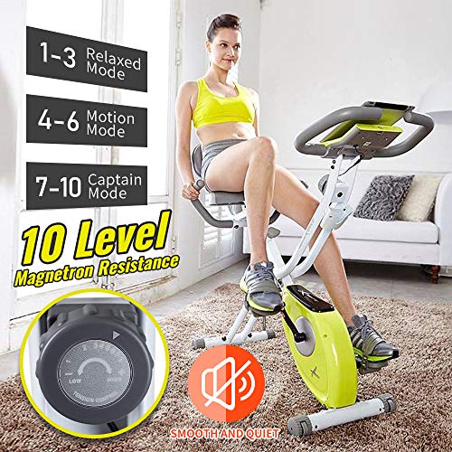 leikefitness LEIKE X Bike Ultra-Quiet Folding Exercise Bike, Magnetic Upright Bicycle with Heart Rate,LCD Monitor and easy to assemble 2200 (YELLOW)