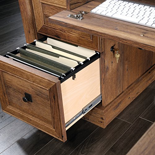 Sauder 420606 Palladia L-Shaped Desk, L: 68.74" x W: 65.12" x H: 29.61", Vintage Oak finish
