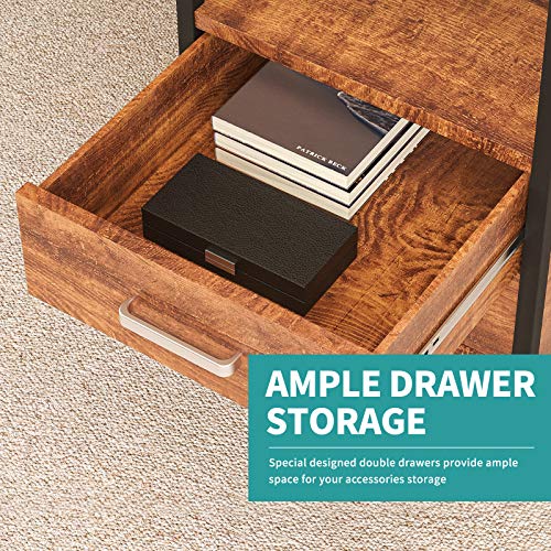Mecor Study Writing Computer Desk 55" with Drawers/Keyboard Tray/Storage Shelves, Modern Simple Style PC Desk Laptop Study Table Workstation for Home Office (Walnut Brown)
