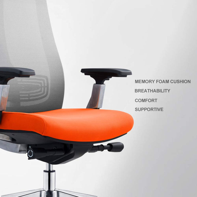 GAOAG Ergonomic Office Chair High Back Lumbar Support Adjustable Swivel Best 2019 Luxury Mesh Chair with Armrest Headrest Orange Grey