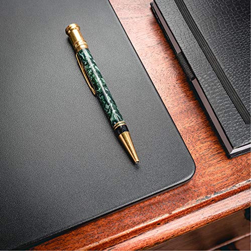 Dacasso Black Leather 38" x 24" Mat Without Rails Desk Pad