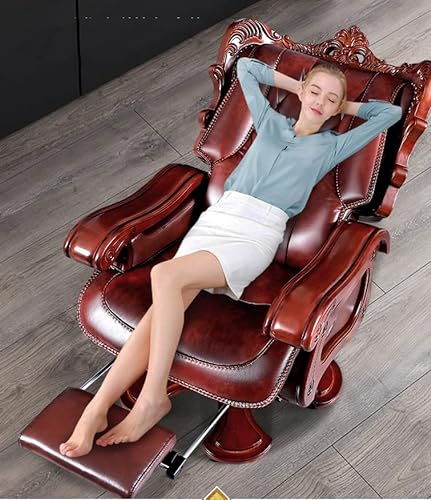 Generic Electric Massage Office Chair with Footstool - Brown