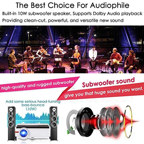 Smart HD Projector Bluetooth, Wireless WiFi Projector with 5000 Lumen 200” Large Image Display HDMI USB for Home Entertainment, Connect to Laptop Tablet Fire TV Stick Game Console PS4 Roku