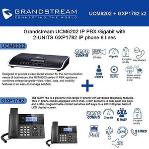 Grandstream UCM6202 IP PBX Gigabit with 2-UNITS GXP1782 IP phone 8 lines