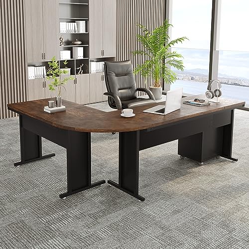 Tribesigns 83" L-Shaped Executive Desk with 3-Drawer Cabinet