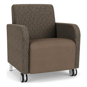 Lesro Siena Polyurethane Lounge Reception Guest Chair in Brown/Steel