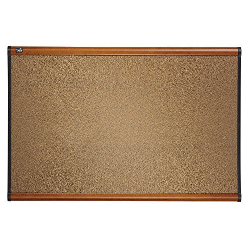 Quartet Prestige Colored Cork Bulletin Board, 6 x 4 Feet, Dark Gray Cork with Light Cherry Frame (B247LC)