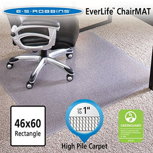 ES Robbins EverLife Anchor Bar Rectangle Vinyl Chair Mat for High Pile Carpet, 46 by 60-Inch, Clear