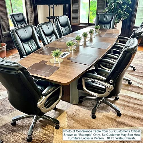 Generic 8 FT Walnut Boat Shaped Conference Table with Metal Legs and Power Modules