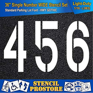 Pavement Stencils - 36 inch Number Stencil {Wide} Set {12 Pieces} - 0-9 - 36" x 16" x 1/16" (63 mil) - Light-Duty