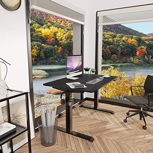 Shintenchi Electric Standing Desk, 63 x 24 Inch Height Adjustable Sit Stand Desk Morder Home Office Stand Up Desk Computer Work Station with Splice Board,Black
