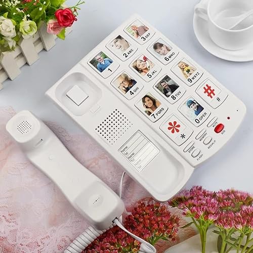 MaGiLL Big Button Cord Phone for Seniors with Picture Memory Key and Amplifier