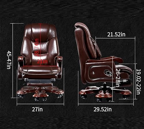 Kinnls Genuine Leather Executive Massage Office Chair with Foot Rest