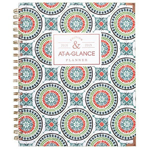 AT-A-GLANCE Academic Weekly / Monthly Planner, July 2018 - June 2019, 8-1/2" x 11", Hardcover, Badge Tile (6124T-905A)