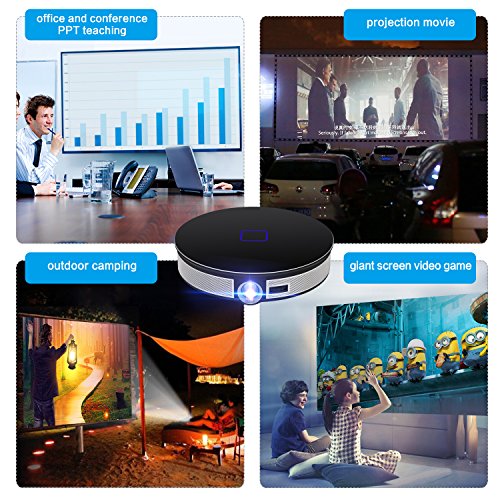 CANGSIKI D8S LED Android 6.0 Smart Projector,4K Decoding True 3D Home Theater Protable Video Projector Octa-core RK3368 CPU with GooglePlay/Netflix/Youtube/Kodi/LiveTV , 3500 Lumens 1080p HD Pico DL(3