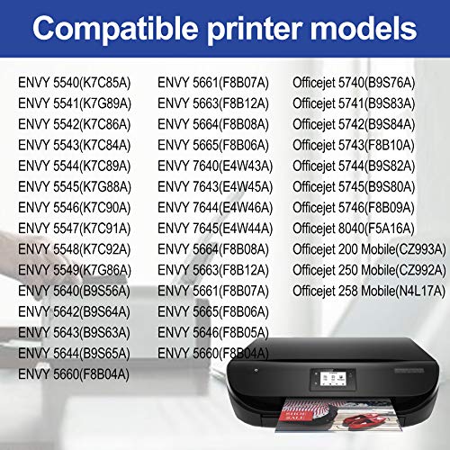 [2 Black+2 Tri-Color] 62XL Compatible Remanufactured Ink Cartridge Replacement for HP Envy 5542 5642 5540 5541 5643 5644 5660 5661 5663 5664 5665 7640 7643 7644 Printer Ink Cartridge