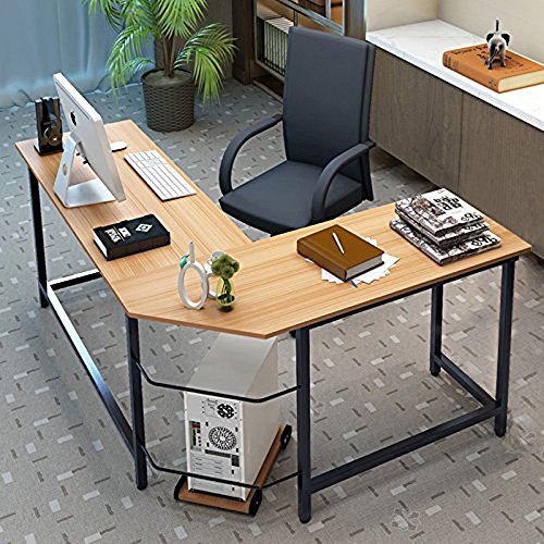 TimmyHouse Corner Desk L-Shaped Computer Desk PC Latop Study Office Table Workstation Home