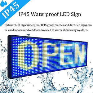 WiFi LED Sign, Programmable LED Signs P13 SMD 7 Color Scrolling Led Signs 39"x14" High Brightness Outdoor LED Advertising Display Board