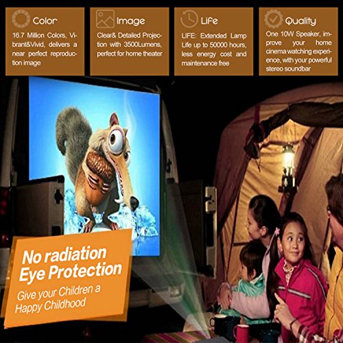 EUG 4200 lumen HDMI Android WiFi LCD Projector WXGA LCD TFT Display Max 200" 16:9 Widescreen Smart Wireless TV Video Projectors for Gaming Smartphone Laptop DVD Playstation Xbox Wii