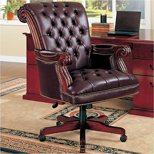 BOWERY HILL Traditional Faux Leather Ergonomic Tufted Office Chair in Dark Brown