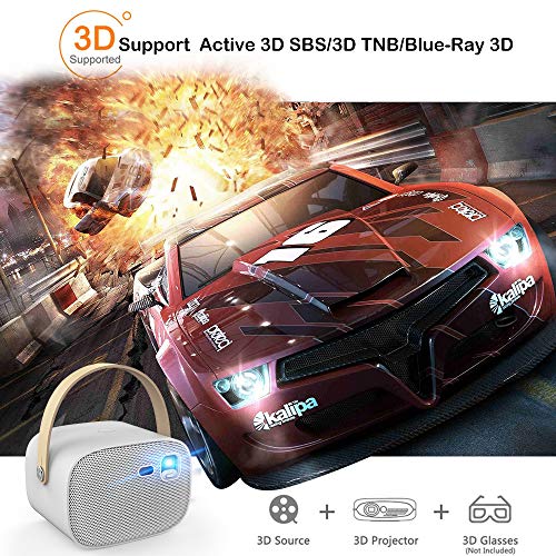 Mini Projector 4000 Lumens 3D Portable DLP Video Projector ±40° Keystone Built in Stereo Speaker Support 4K HDMI USB iPhone PC Bluetooth PS4 200" Home Theater Outdoor Gaming Wireless Screen Share