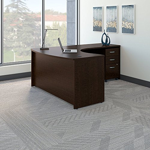 Bush Business Furniture Series C Right Handed L Shaped Desk with Mobile File Cabinet in Mocha Cherry