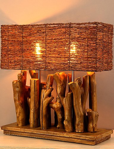 SSBY Modern Searchlight Model Wooden Table Lamp Wood Color Table Light Bedroom Desk Reading Lighting , 110-120v