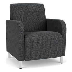 Lesro Siena Fabric Lounge Reception Guest Chair in Black/Brushed Steel