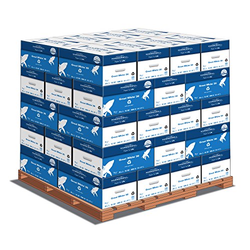 Hammermill Paper, Great White 30% Recycled Printer Paper, 8.5 x 11 Paper, Letter Size, 20lb, 92 Bright, 1 Pallet, 40 Cases (086700P) LOADING DOCK DELIVERY