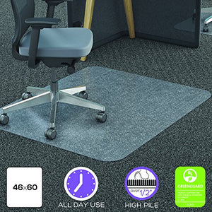 Deflecto Polycarbonate EconoMat, Clear Chair Mat, All Carpet Types Use, Rectangle, Straight Edge, 46" x 60", Clear (CM11442FPCCOM)
