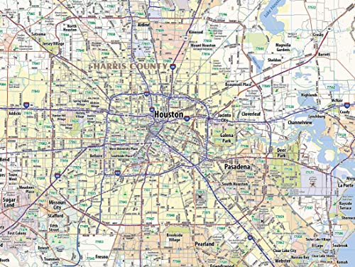 Houston Metro Area Laminated Wall map (54" x 64")