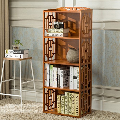 Shelves ZR- 2/3/4-tier Bamboo Bookshelf High Capacity Small Bookcase Solid Wood Bookcase Storage Cabinet Free Combination Wine Red (Size : 7029130cm)