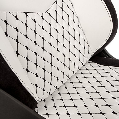 noblechairs Epic Gaming Chair - Office Chair - Desk Chair - PU Faux Leather - 265 lbs - 135° Reclinable - Lumbar Support Cushion - Racing Seat Design - White/Black
