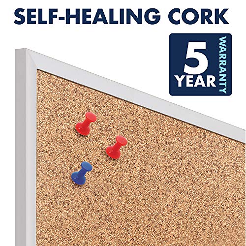 Quartet Cork Board, Bulletin Board, 6' x 4' Corkboard, Aluminum Frame (2307),Silver