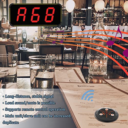 WNKRUN Restaurant Pager System Wireless Calling System with 1 Display Receiver, 4 Watches, 1 Signal Amplifier, 40 Call Buttons