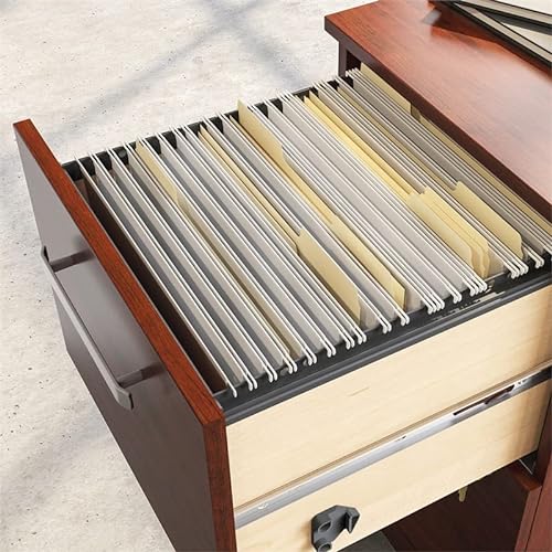 Pemberly Row Cherry 72" x 24" Shell with Two 2-Drawer Mobile File Cabinets